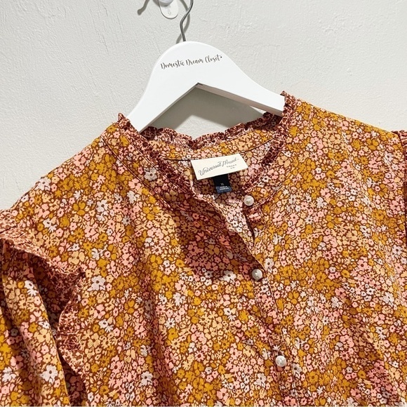 UNIVERSAL THREAD Women’s Orange Floral Long Sleeve Ruffle Midi Dress Size XL - Picture 5 of 11